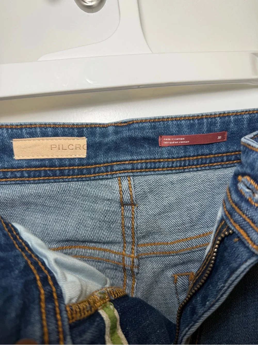 Pilcro Distressed Boyfriend Jeans in Blue Wash